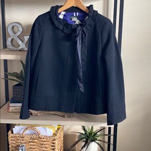 J Crew Cheshire Herringbone Ruffle Coat Jacket